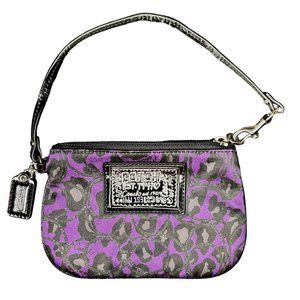 Coach Poppy Purple Ocelot Pattern Wristlet